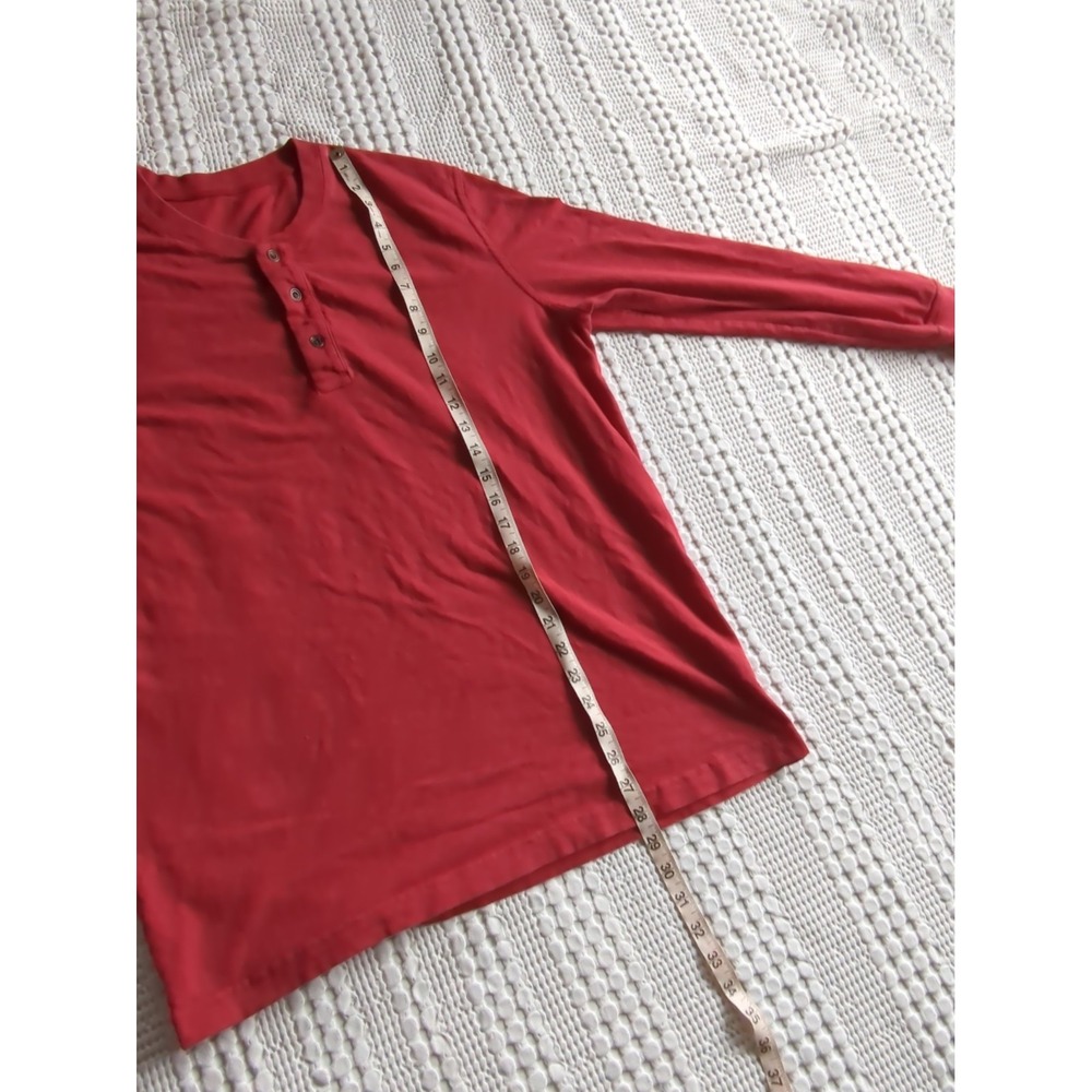 American Giant Henley Red Long Sleeve Pullover Men's Sz Large See Measurements - Picture 7 of 9